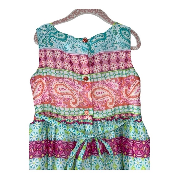 Youngland Girls' Multi-Printed Chiffon Dress with Lace and flower Size 6X floral - Picture 7 of 7